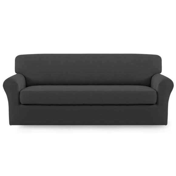 Easy-Going 2-Piece Stretch Oversized Sofa Slipcover Gray Furniture Protector - Picture 1 of 7